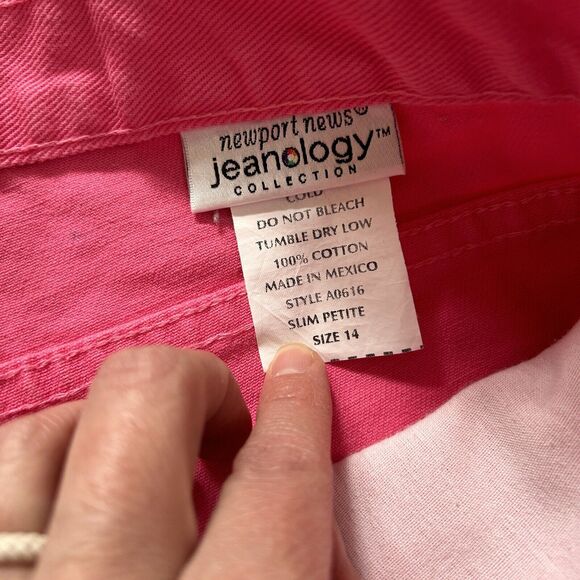 Vintage Newport News Jeanology Collection Pink Mom Jeans Size 14 Tapered Leg - Picture 4 of 9